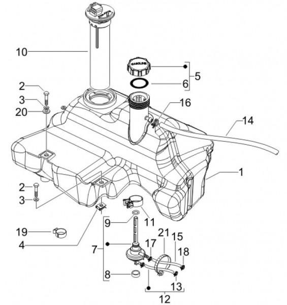 Fahrgestell Benzintank - Vespa S 50ccm 2T AC 2007- ZAPC38402