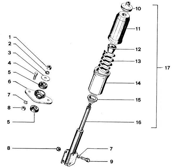 Radaufhängung Stoßdämpfer vorn - Vespa Vespa 50 50ccm 2T AC - V5N1T