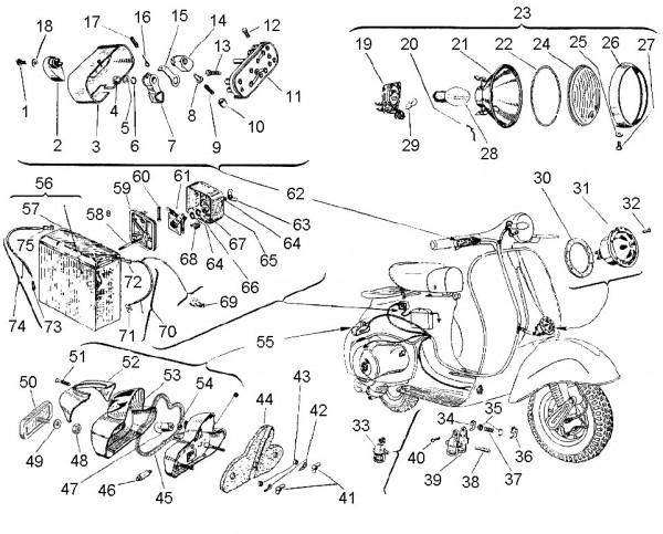 Elektrische Anlage Scheinwerfer - Vespa Vespa 125 125ccm 2T AC 1960- VNB1T