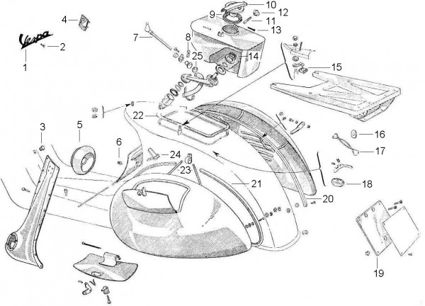 Fahrgestell Benzintank - Vespa Vespa 150 150ccm 2T AC 1955-1956 VL2T