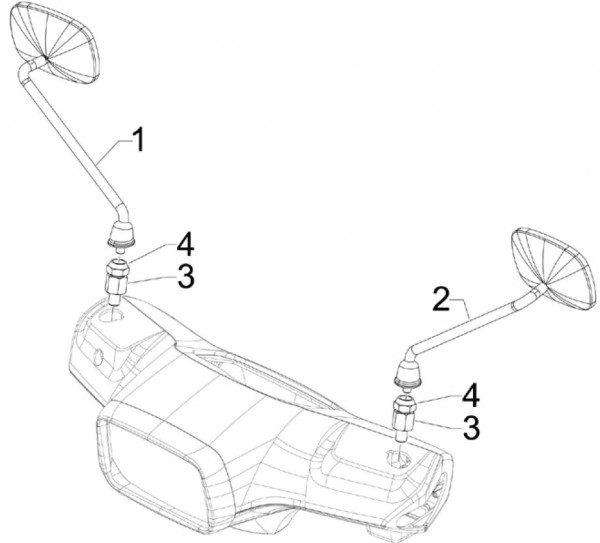 Lenker Rückspiegel - Vespa S 50ccm 2T AC 2007- ZAPC38402