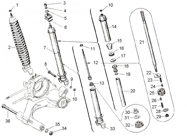 Radaufhängung Stoßdämpfer hinten - Vespa Vespa 125 125ccm 2T AC 1961- VNB2T