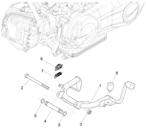 Fahrgestell Hauptständer - Vespa Sprint 50ccm 4T 3V AC 2017- ZAPCA0101