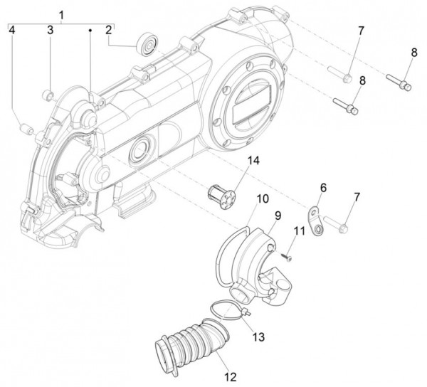 Motor Gehäusedeckel - Vespa Sprint 50ccm 4T 3V AC 2017- ZAPCA0101