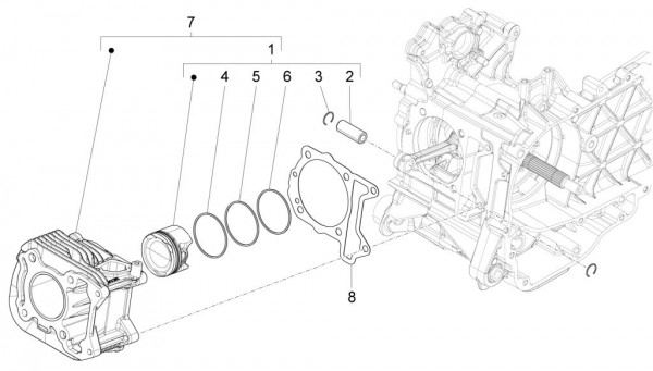 Motor Zylinder - Vespa Sprint 50ccm 4T 3V AC 2017- ZAPCA0201