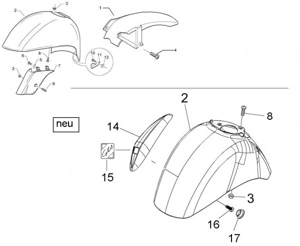 Fahrgestell Kotflügel - Vespa GT 125ccm 4T LC 2003- ZAPM3110000001001
