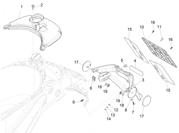 Fahrgestell Kennzeichenträger - Vespa Sprint 150ccm 4T 3V AC 2017- ZAPMA1400