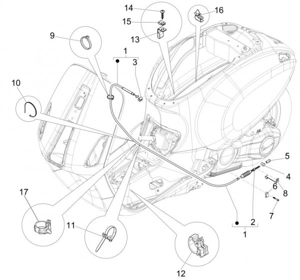 Bowdenzüge Bowdenzüge - Vespa Sprint 50ccm 4T 3V AC 2017- ZAPCA0101