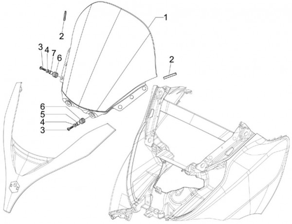 Fahrgestell Wetterschutzscheibe - Piaggio MP 3 250ccm 4T LC 2006- ZAPM47200