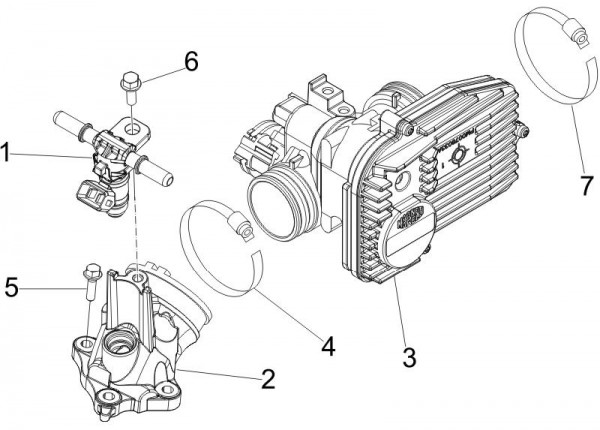 Motor Drosselklappengehäuse - Vespa GT 250ccm 4T LC 2006- ZAPM45102