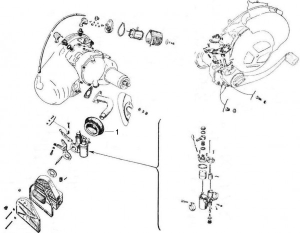 Motor Vergaser - Vespa Vespa 125 U 125ccm 2T AC - VU1T