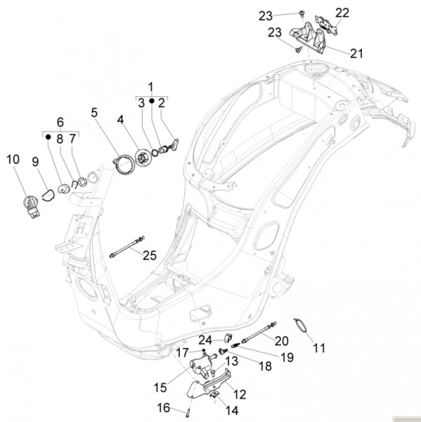 Elektrische Anlage Schloßsatz - Vespa Sprint 150ccm 4T 3V AC 2017- ZAPMA1400