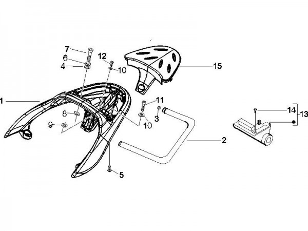Fahrgestell Gepäckträger hinten - Piaggio Beverly 250ccm 4T LC 2006- ZAPM28800
