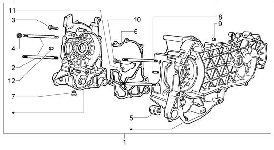 Motor Kurbelgehäuse - Piaggio X 9 Evo 125ccm 4T LC 2005- ZAPM2300003500001
