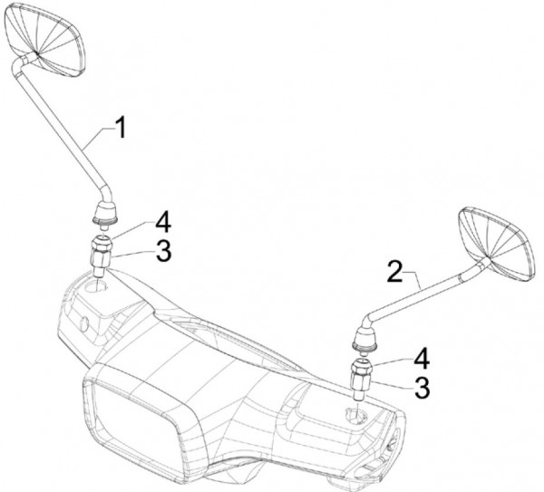 Lenker Rückspiegel - Vespa S 50ccm 4T 2V AC 2010- ZAPC38901
