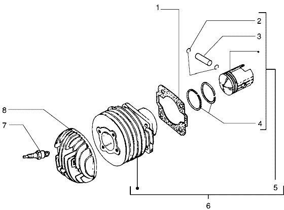Motor Zylinder - Vespa PX 200ccm 2T AC 1990- VSX1T