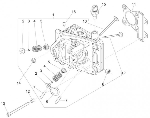 Motor Zylinderkopf - Vespa Sprint 50ccm 4T 3V AC 2017- ZAPCA0201