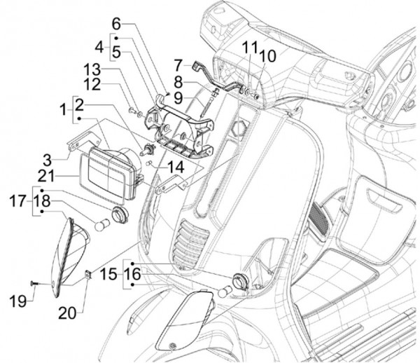 Elektrische Anlage Scheinwerfer - Vespa S 50ccm 2T AC 2007- ZAPC38402