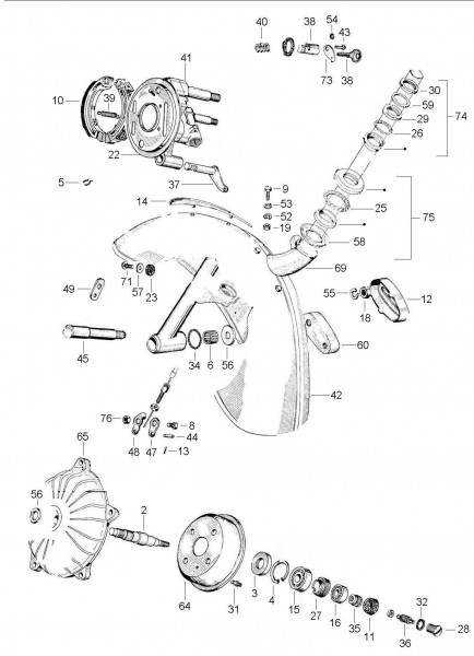 Radaufhängung Steuerrohr - Vespa Vespa 50 50ccm 2T AC 1966-1971 V5SS1