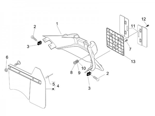 Fahrgestell Kennzeichenträger - Vespa GT 125ccm 4T LC 2006- ZAPM31100