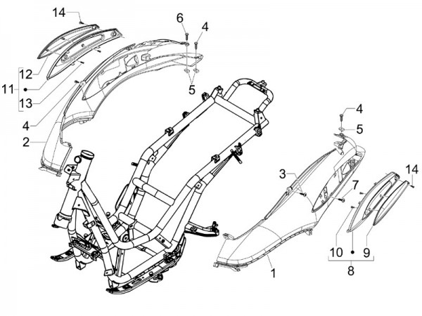 Fahrgestell Seitenverkleidungen - Piaggio Beverly 250ccm 4T LC 2006- ZAPM28800
