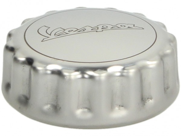 Tankdeckel, Aluminium, mit Schriftzug Vespa