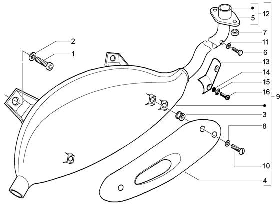 Motor Auspuff - Vespa GT 125ccm 4T LC 2005- ZAPM3110000001001