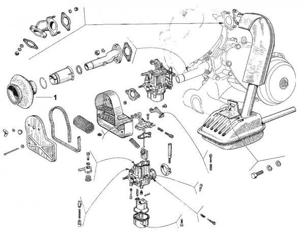Motor Auspuff - Vespa 50 N 50ccm 2T AC 1968- V5A2T
