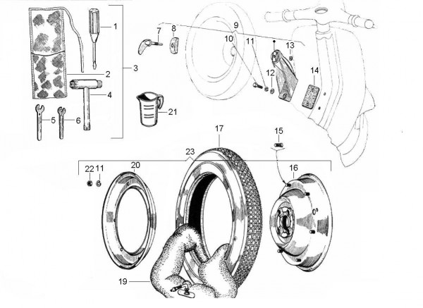 Bowdenzüge Ersatzrad - Vespa Vespa 50 50ccm 2T AC 1963- V5A1T