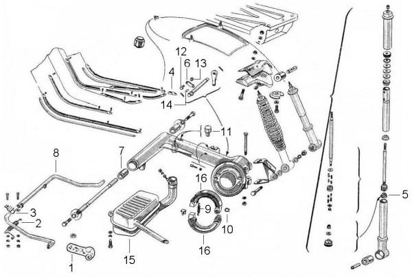 Fahrgestell Fußraumabdeckungen - Vespa Vespa 125 125ccm 2T AC 1956-1957 VN2T