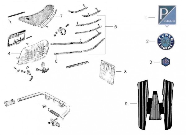 Fahrgestell Hauptständer - Vespa Vespa 90 Racer 90ccm 2T AC 1971-1973 V9SS2T