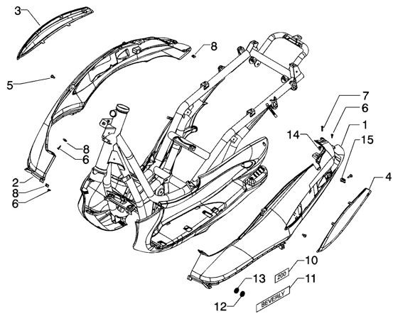 Fahrgestell Seitenverkleidungen - Piaggio Beverly 200ccm 4T LC 2004- ZAPM2820000001001