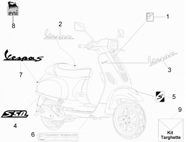 Fahrgestell Dekore - Vespa S 50ccm 4T 2V AC 2012- ZAPC38901