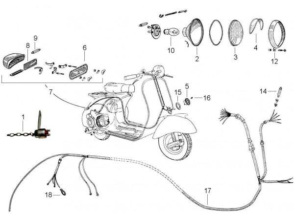 Elektrische Anlage Scheinwerfer - Vespa Vespa 150 150ccm 2T AC 1955-1956 VL2T