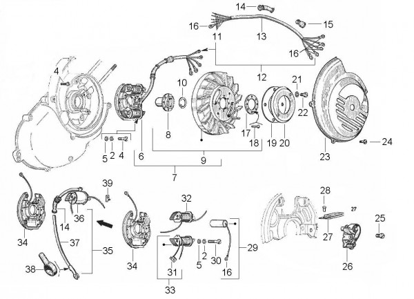 Motor Lichtmaschine - Vespa Vespa 50 50ccm 2T AC 1963- V5A1T