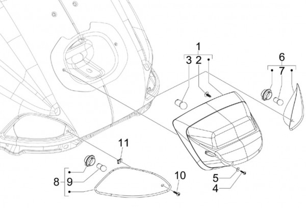 Elektrische Anlage Rücklicht - Vespa S 50ccm 4T 2V AC 2012- ZAPC38901