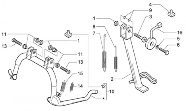 Fahrgestell Hauptständer - Piaggio Beverly 500ccm 4T LC 2004- ZAPM34100