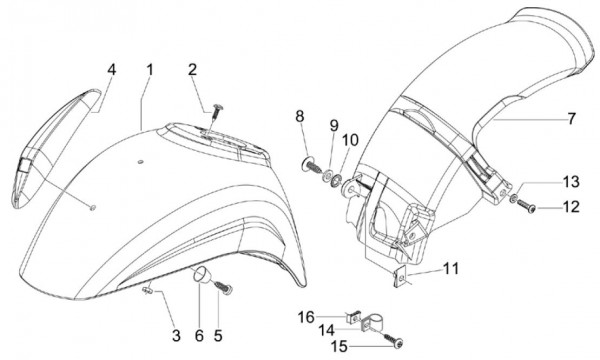 Fahrgestell Kotflügel - Vespa S 50ccm 4T 2V AC 2012- ZAPC38901