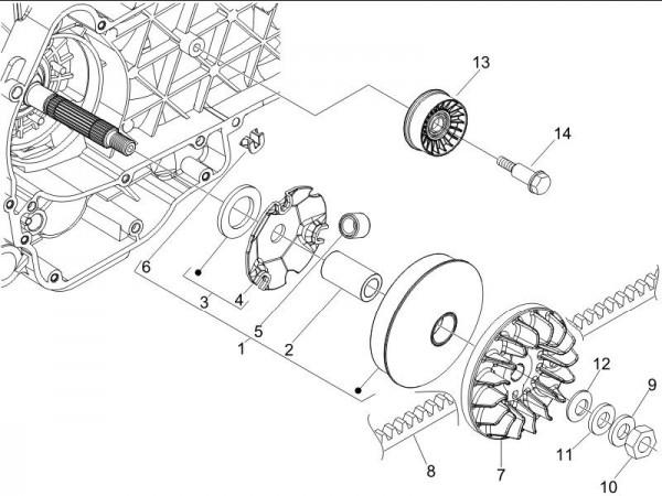Motor treibende Riemenscheibe - Vespa GT 250ccm 4T LC 2006- ZAPM45102