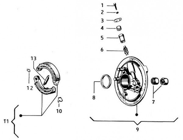 Radaufhängung Bremsbacken vorn - Vespa Vespa 50 50ccm 2T AC - V5N1T