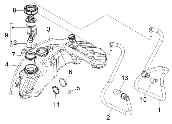 Fahrgestell Benzinpumpe - Vespa GT 250ccm 4T LC 2006- ZAPM45102