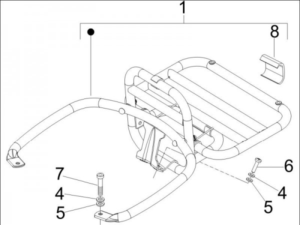 Fahrgestell Gepäckträger hinten - Vespa GT 250ccm 4T LC 2006- ZAPM45102