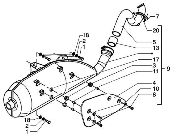 Motor Auspuff - Piaggio Beverly 200ccm 4T LC 2003- ZAPM2820000001001