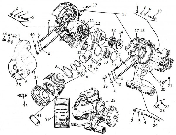 Motor Motor - Vespa Rally 200ccm 2T AC 1979- VSE1T
