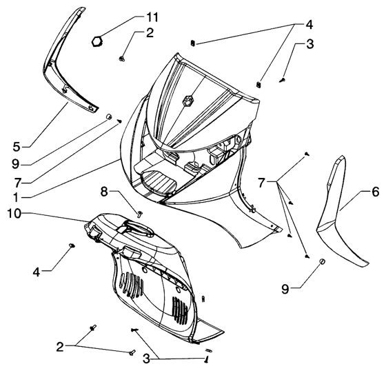 Fahrgestell Frontschild - Piaggio Beverly 200ccm 4T LC 2003- ZAPM2820000001001