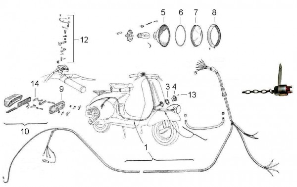 Elektrische Anlage Scheinwerfer - Vespa Vespa 125 125ccm 2T AC 1956-1957 VN2T