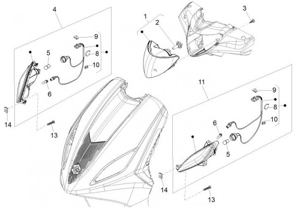 Elektrische Anlage Scheinwerfer - Piaggio Fly 125ccm 4T 3V AC 2013- RP8M79100