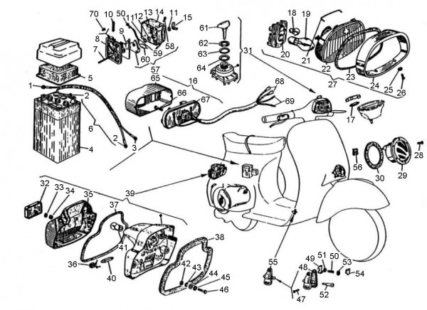 Elektrische Anlage elektrische Anlage - Vespa Super Sport 180ccm 2T AC 1965-1968 VSC1T