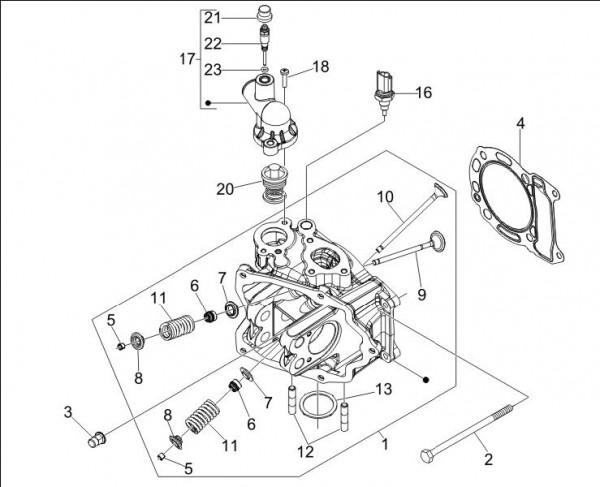 Motor Zylinderkopf - Vespa GT 250ccm 4T LC 2006- ZAPM45102