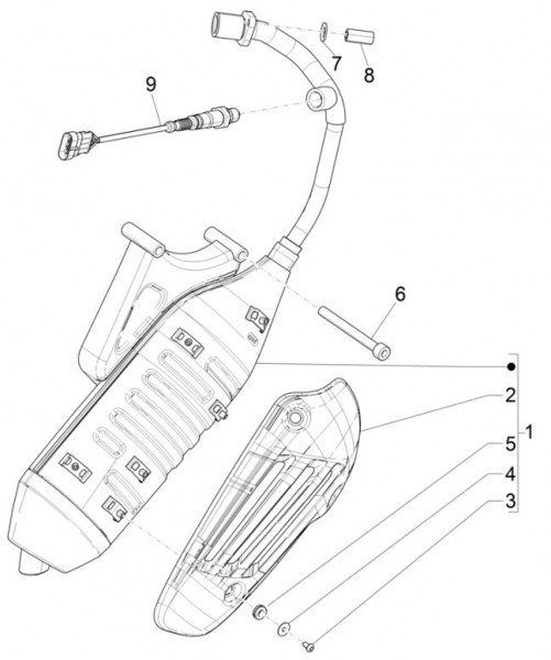 Motor Auspuff - Vespa Sprint 50ccm 4T 3V AC 2017- ZAPCA0201
